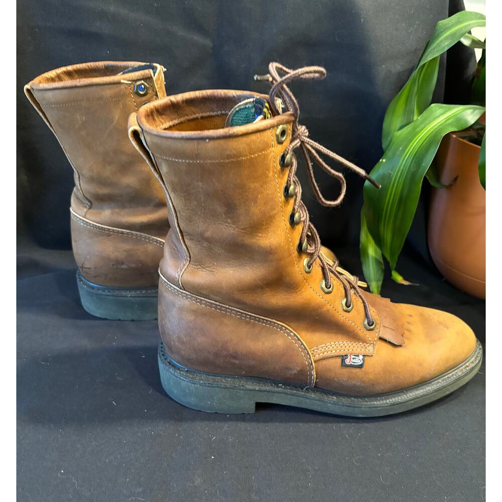 Men’s Justin Original Workboots Conductor 8 Inch Lace Up Work 760, size 7.5